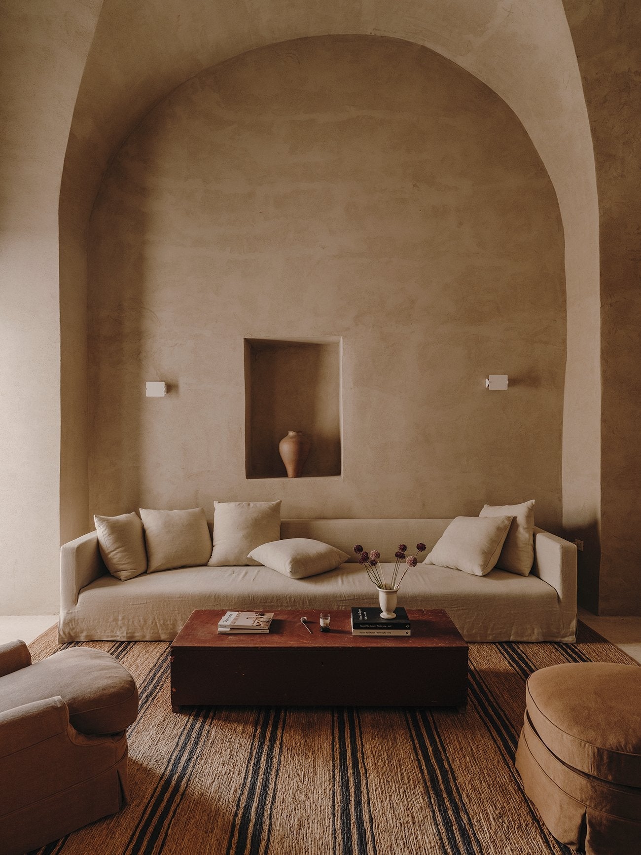 River Rug by Armadillo, handwoven jute rug, styled in a room at Calimia Home