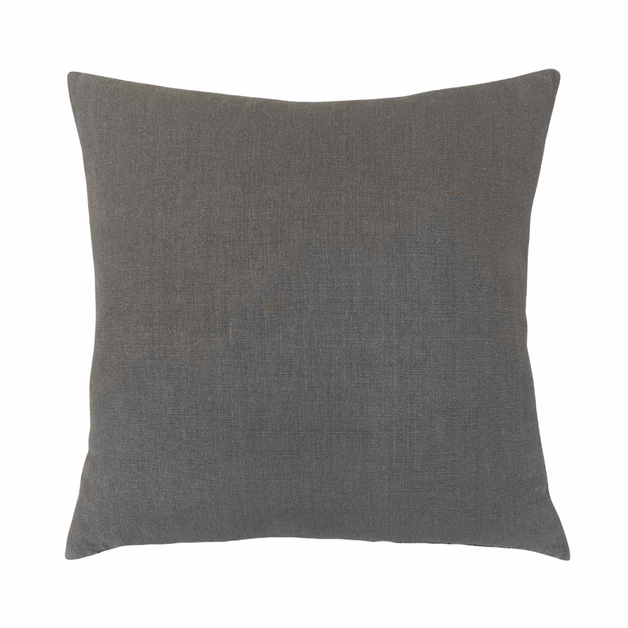 Sander Graphite Pillow by One Bi One — soft Belgian linen in graphite, 22" × 22", handcrafted in Gothenburg, Sweden