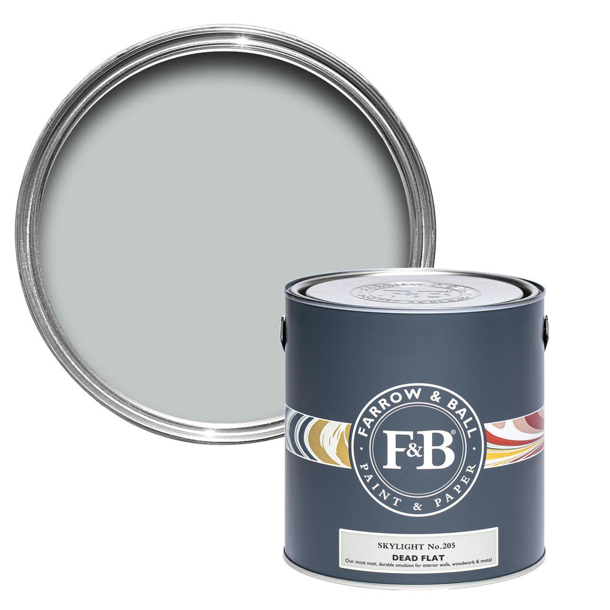 Farrow & Ball Skylight No.205 paint tin and color swatch