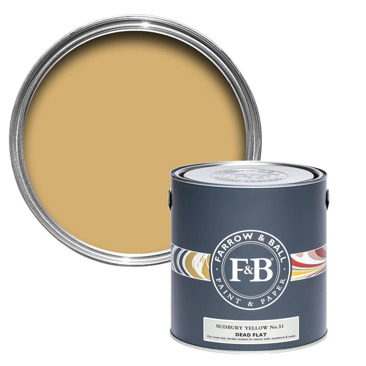Farrow & Ball Sudbury Yellow No.51 paint tin and color swatch