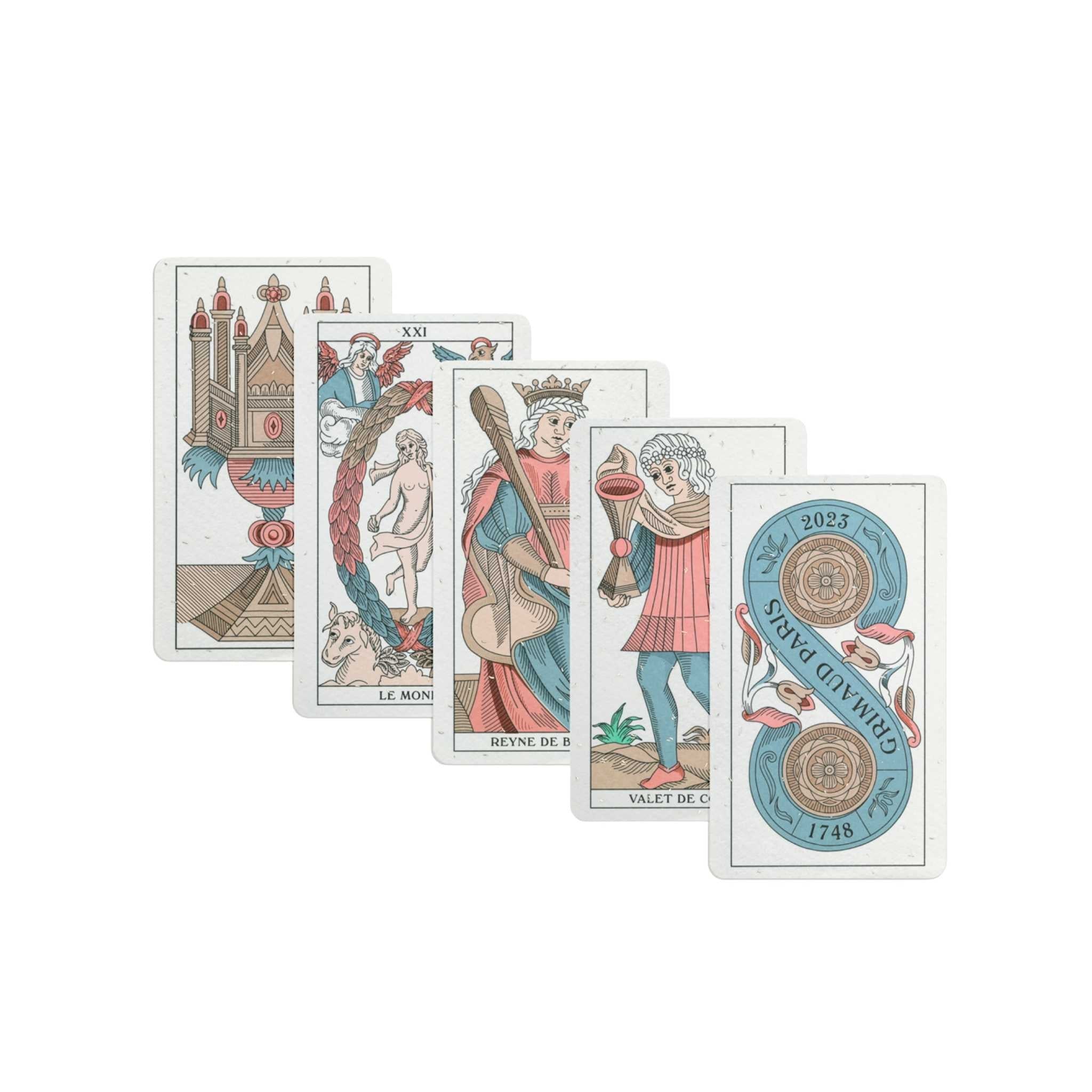 Tarot de Marseille card illustrations by Margot Reverdy
