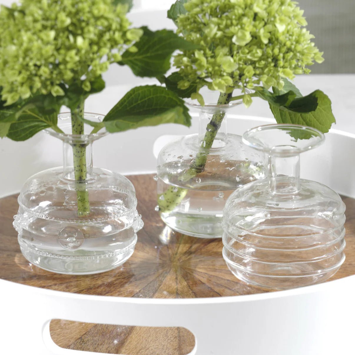 Zodax ZOCH-2238 unique glass bud vase, clear glass with decorative detailing