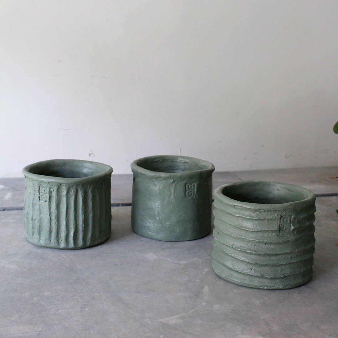 Handmade Cement Planter Bucket - Green