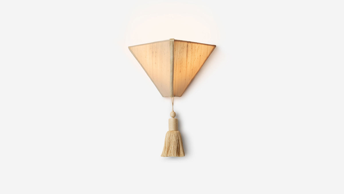 Workstead Lantern Pyramid Sconce, illuminated