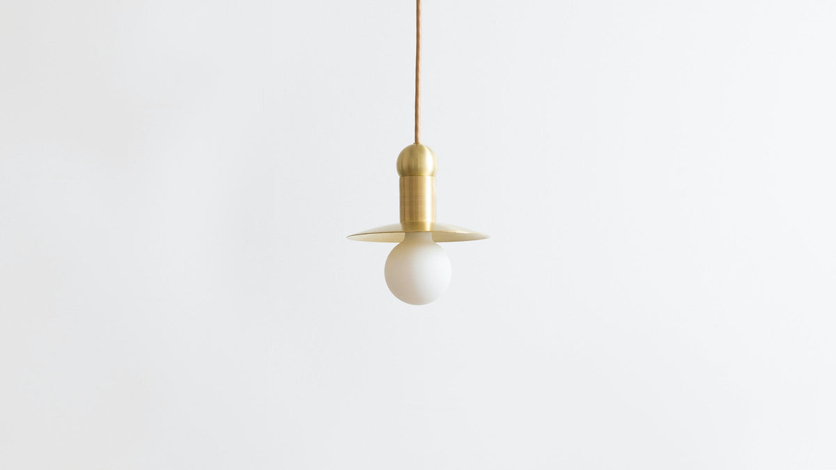 Workstead Orbit Cord Pendant in Hewn Brass