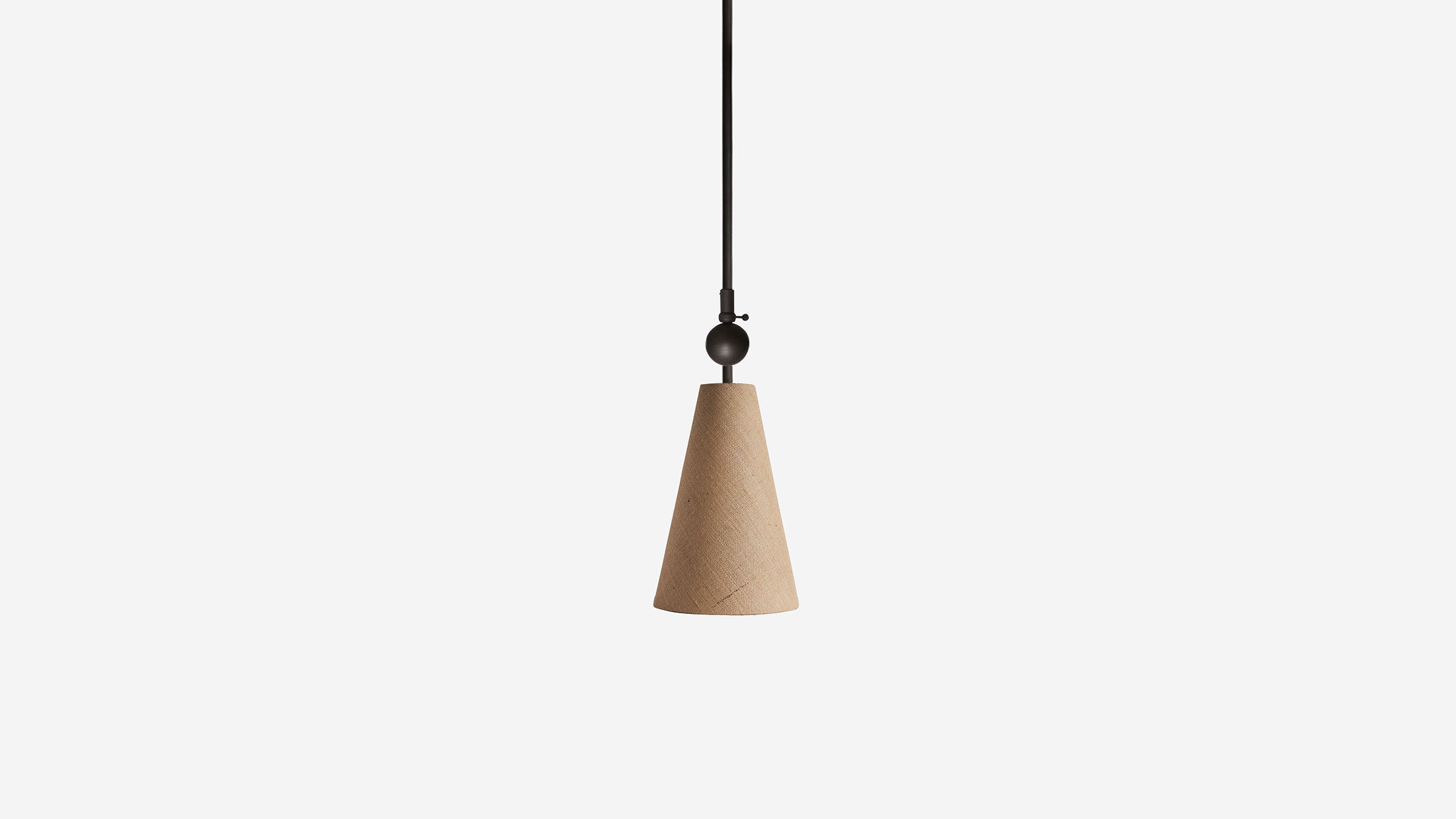 Workstead Pendolo Pendant I Medium, Hand Finished Bronze with Natural Burlap shade
