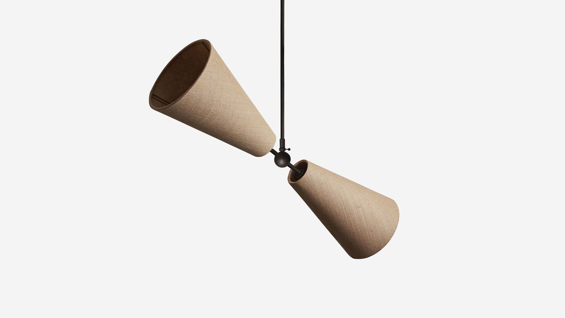 Workstead Pendolo Pendant II Medium, Hand Finished Bronze with Natural Burlap shade