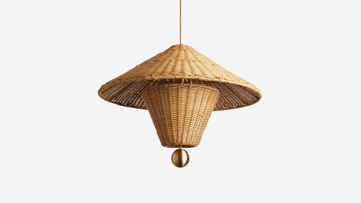 Workstead Woven Pendant, rattan shade