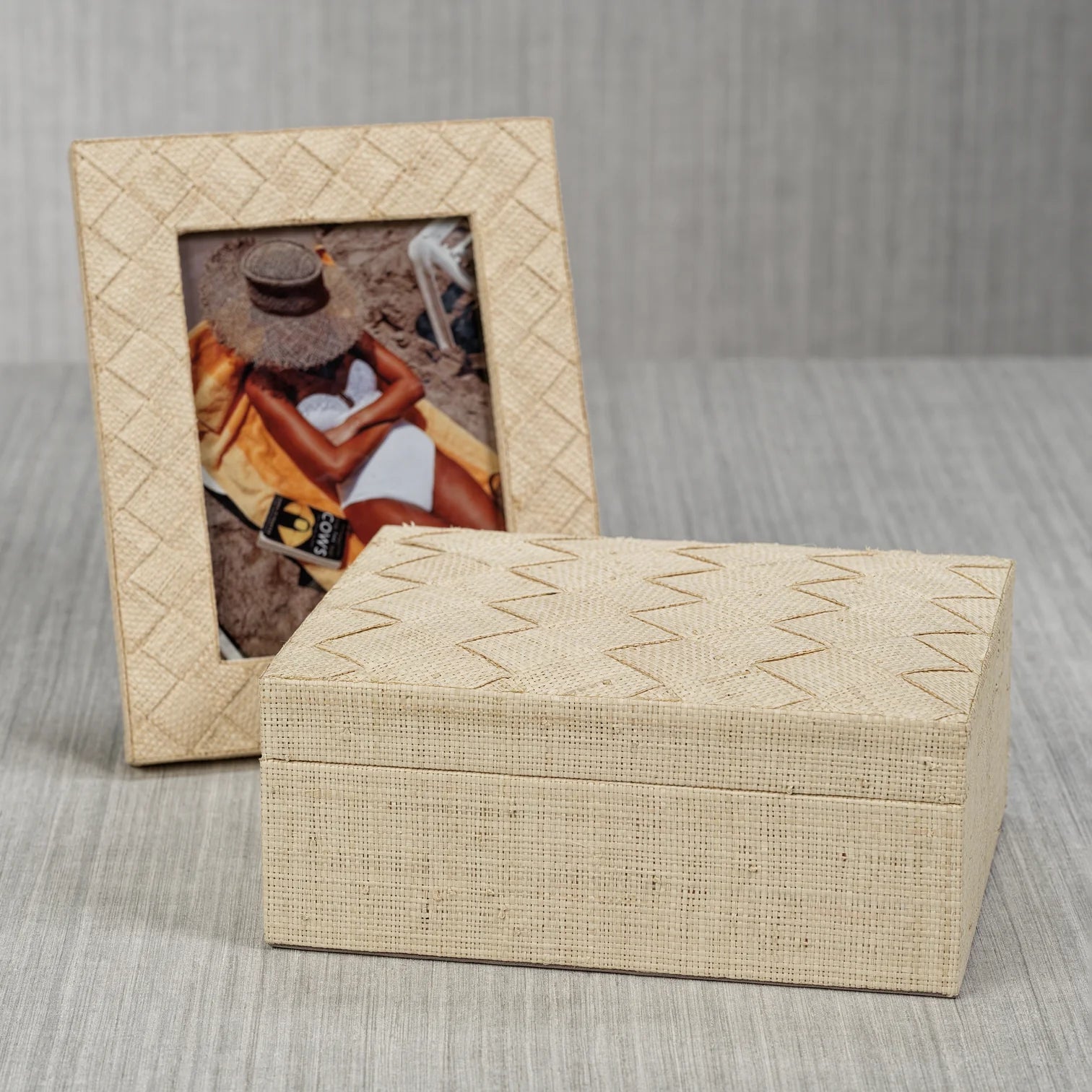 Woven Raffia Photo Frame styled in a room setting