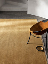 Armadillo Eden Rug in Citrine, hand-knotted wool rug shown in a room setting