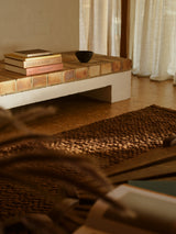 Armadillo Arroyo Rug in Tamarind, a second view of the handwoven felted wool rug in a styled interior