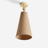 Workstead Pendolo Flush Mount Medium, Hewn Brass with Natural Burlap shade