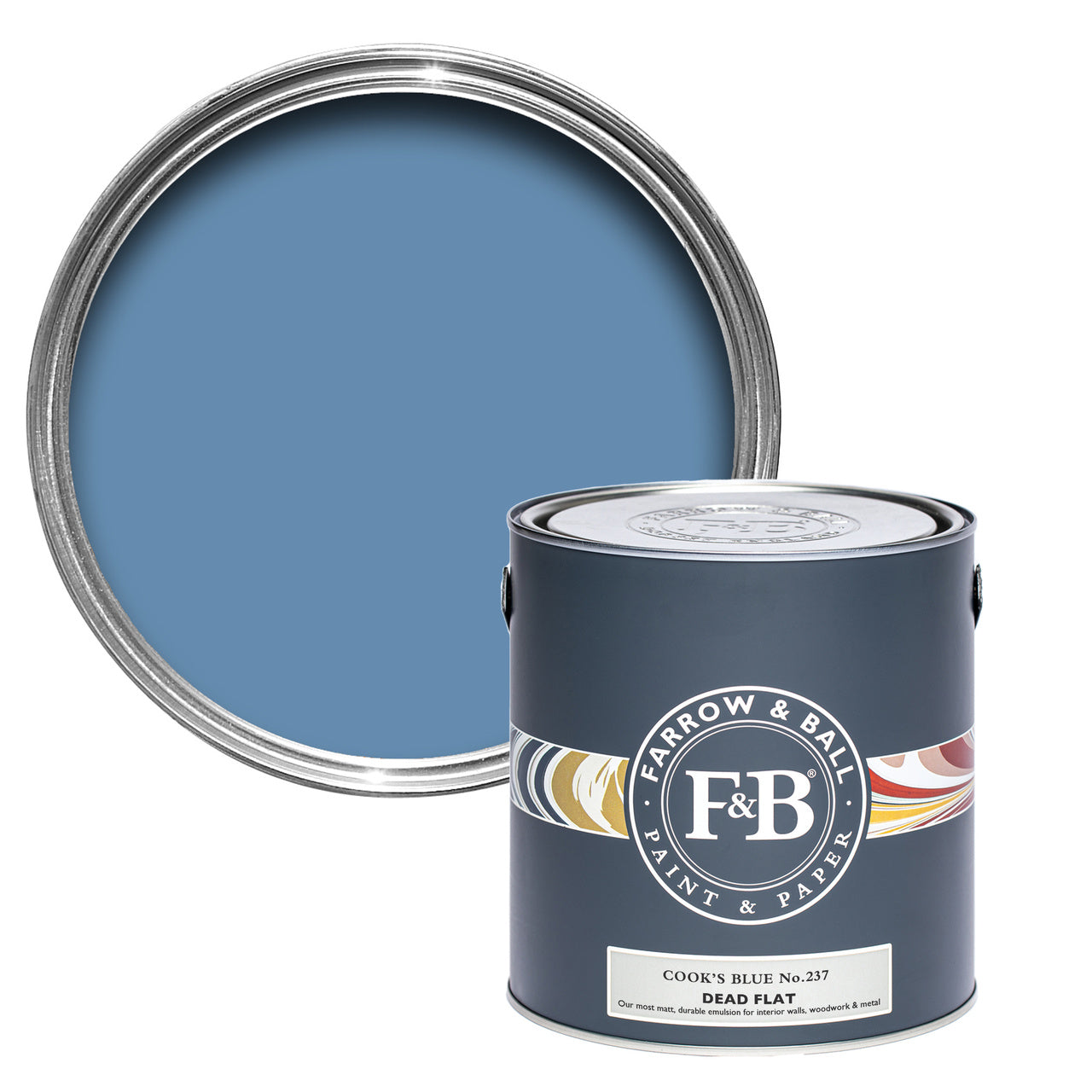 Cook's Blue No.237 paint tin and swatch