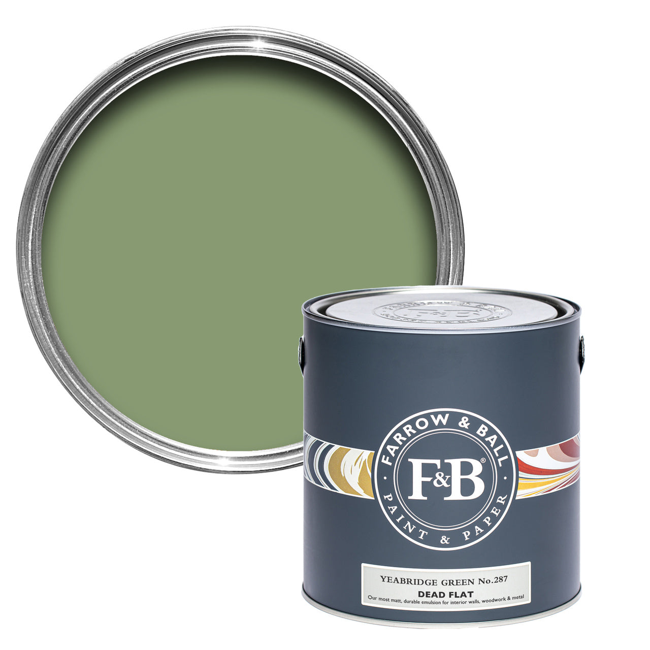 Yeabridge Green No.287 paint tin and swatch