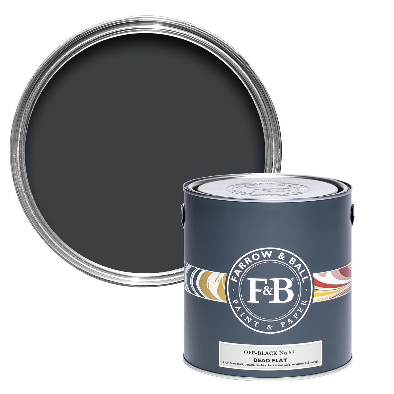 Off-Black No.57 paint tin and swatch