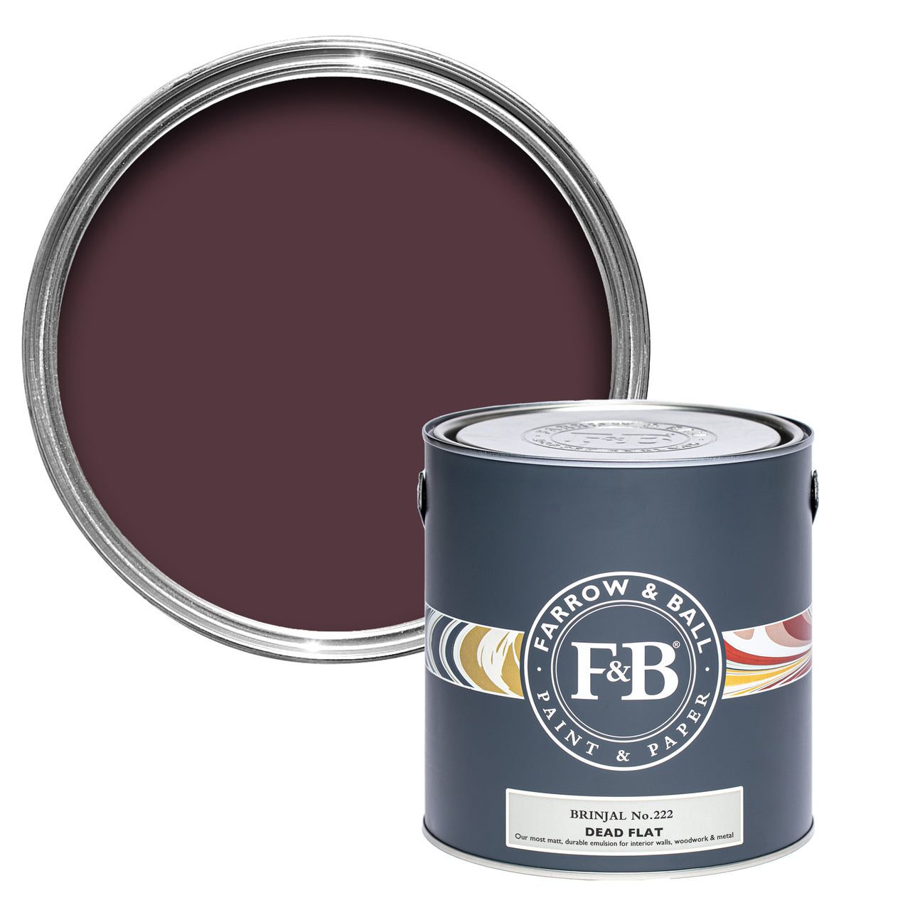 Brinjal No.222 paint tin and swatch