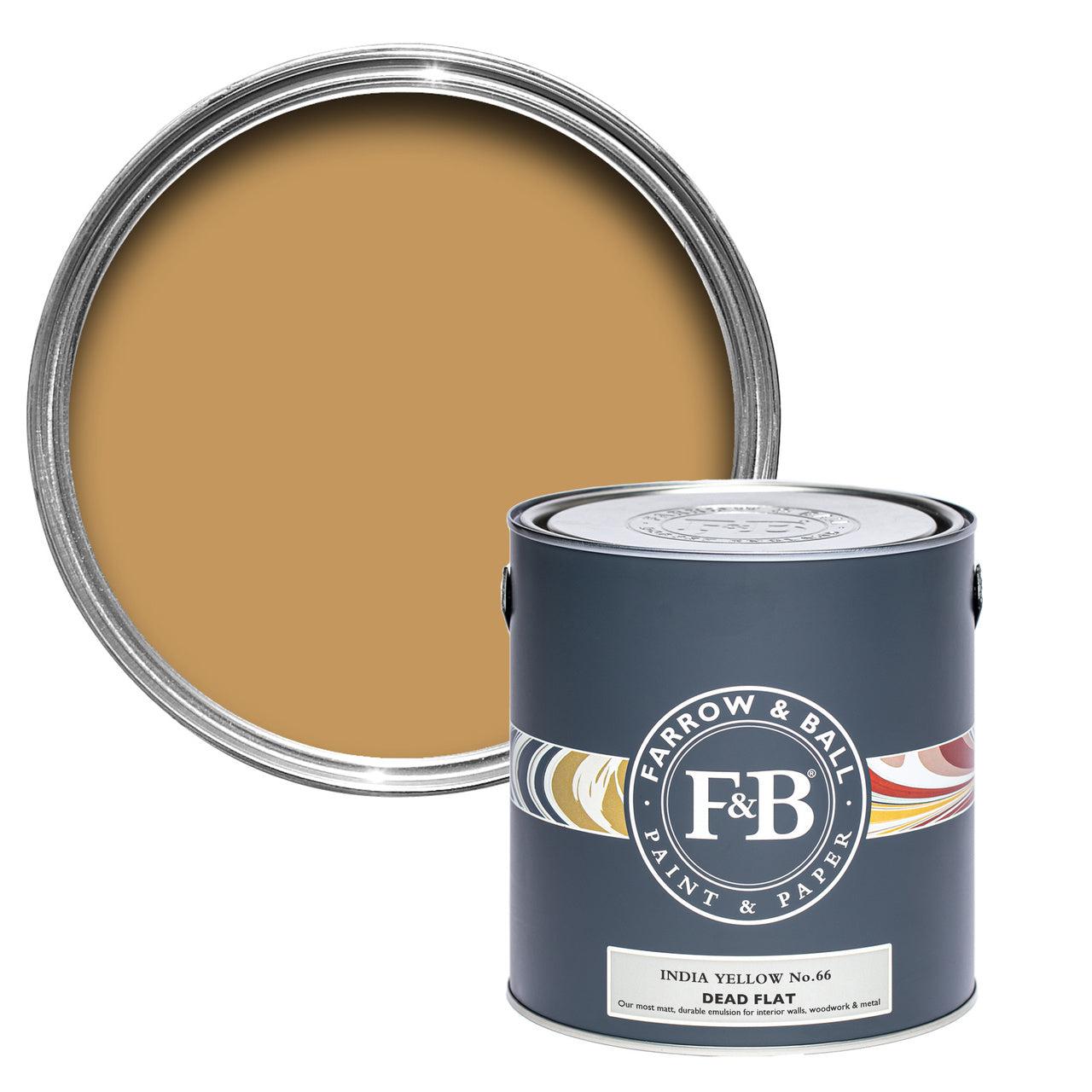 India Yellow No.66 paint tin and swatch