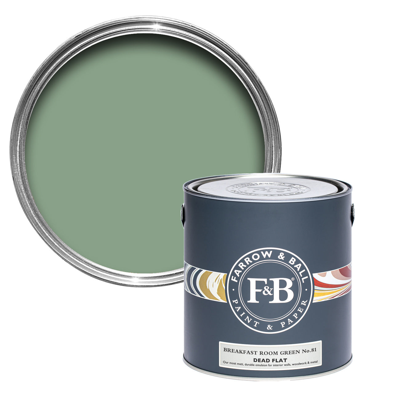 Breakfast Room Green No.81 paint tin and swatch