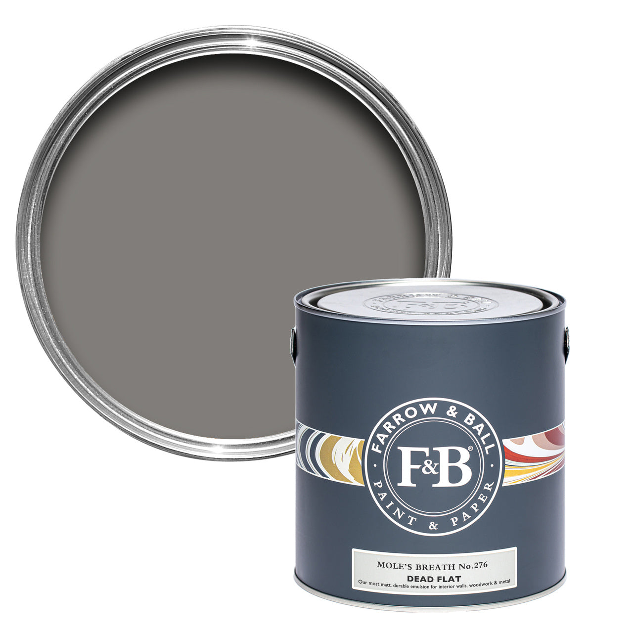 Mole's Breath No.276 paint tin and swatch