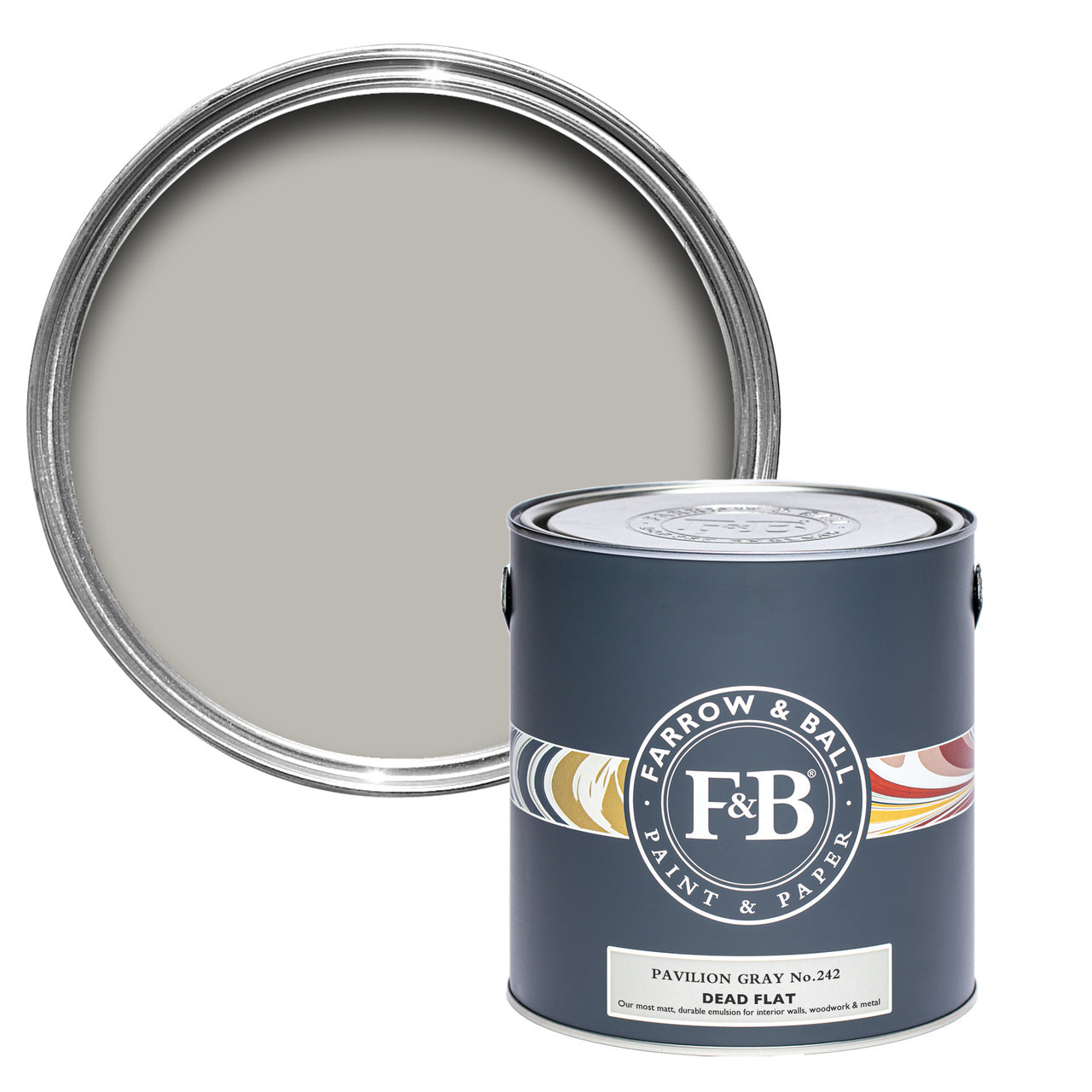 Pavilion Gray No.242 paint tin and swatch