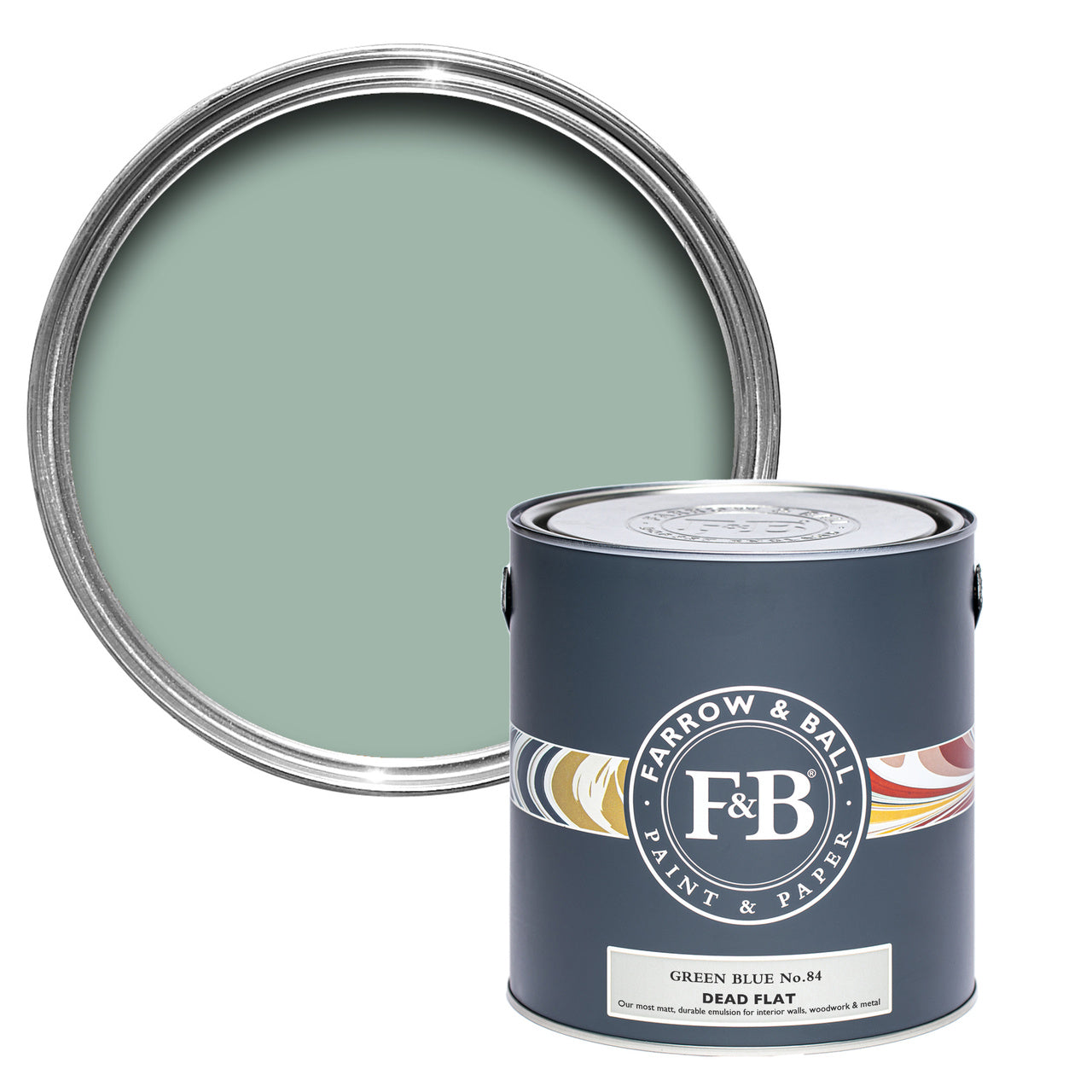 Green Blue No.84 paint tin and swatch