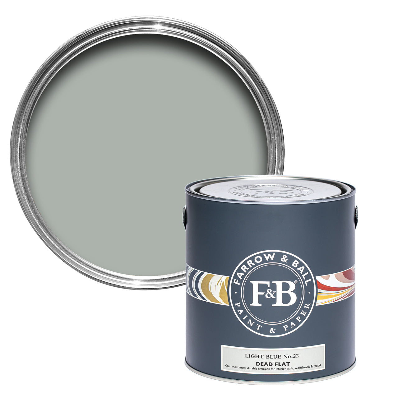 Light Blue No.22 paint tin and swatch