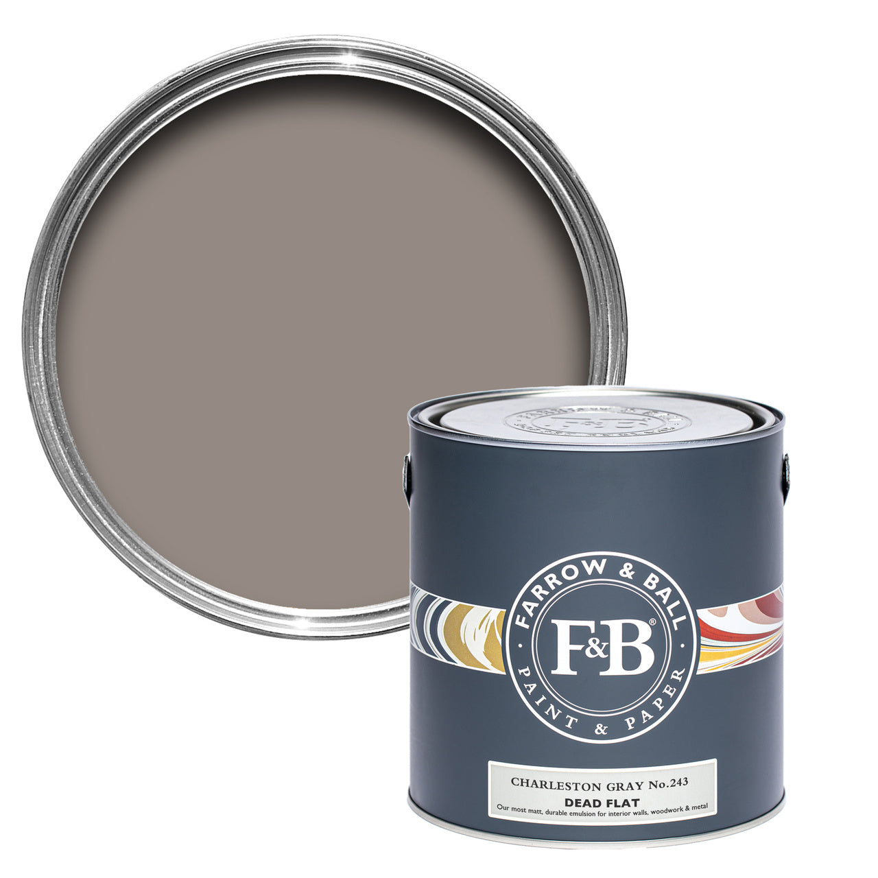 Charleston Gray No.243 paint tin and swatch