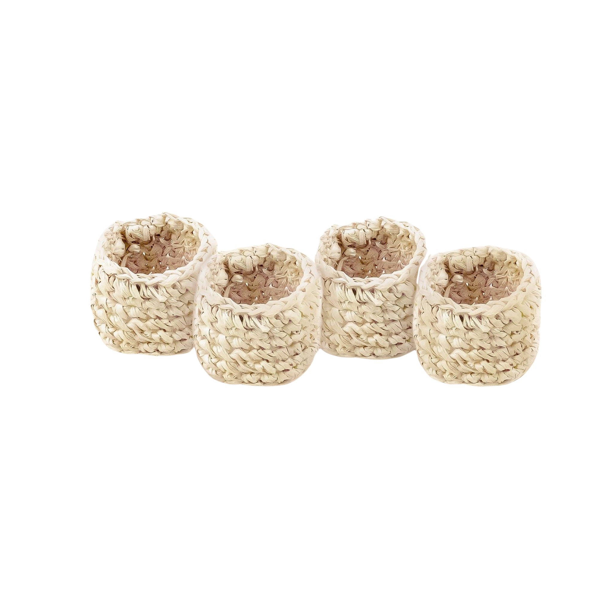 Set of 4 Raffia Napkin Rings - Natural