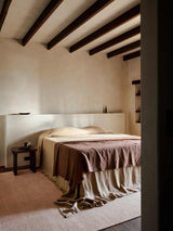 Armadillo Thatch Rug in Pink Salt, hand-knotted wool rug shown in a room setting