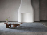 Armadillo Corsica Rug in Indigo, detail of the wool and linen weave and texture