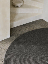 Armadillo Braid Rug in Charcoal, detail of the wool and viscose blend weave and texture