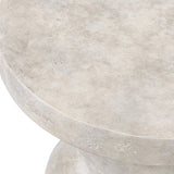 Rivero Outdoor End Table in Aged Fog Concrete – stacked form detail