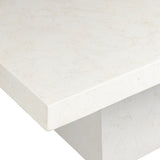 Avila Outdoor Dining Table in Aged White Concrete – edge detail