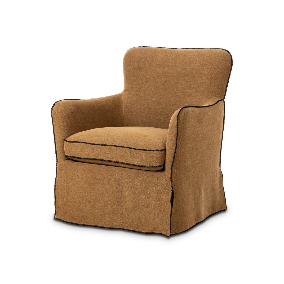 Devon Slipcover Swivel Chair in Broadway Gilt – primary view