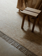 Armadillo Willow Rug in Eggshell, detail of the linen, wool, and jute weave and texture