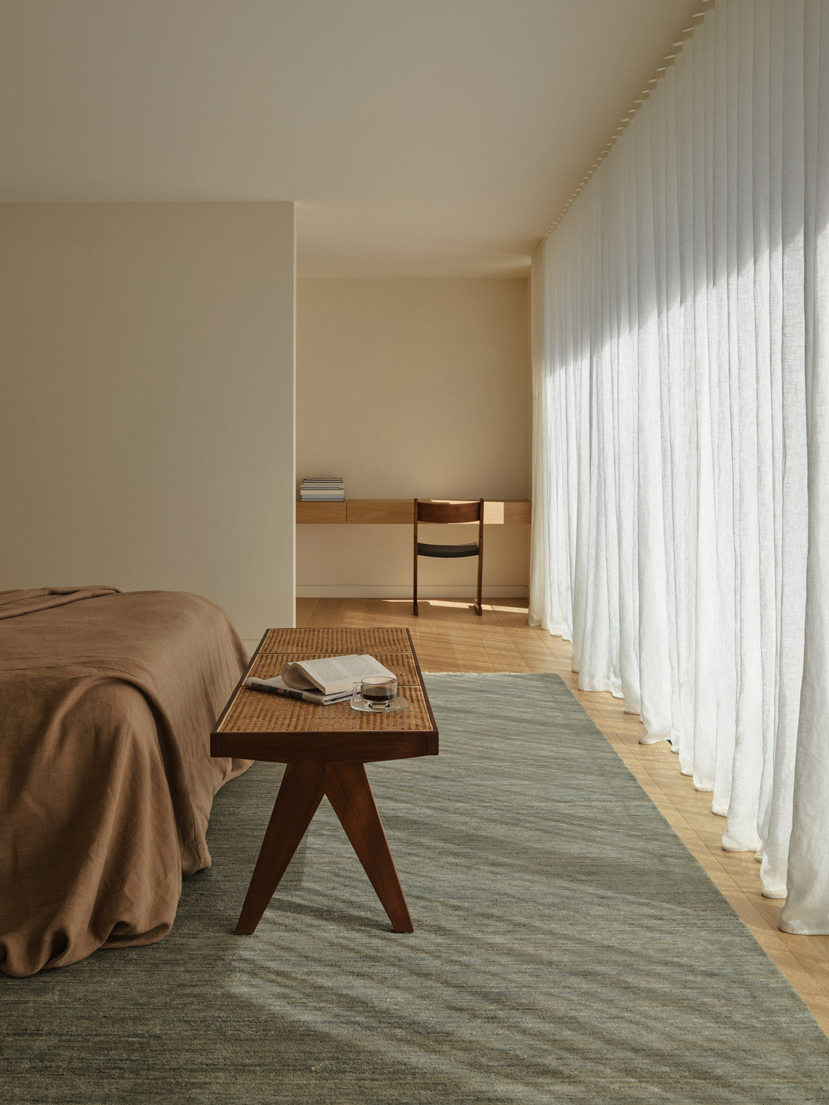 Odessa Rug by Armadillo, hand-knotted afghan wool rug, styled in a room at Calimia Home