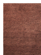 Armadillo Meadow Rug in Brick, corner close-up of the wool pile and edge