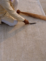 Armadillo Alma Rug in Cumulus, a second view of the hand-knotted wool and silk rug in a styled interior