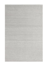 Armadillo Latitude Rug in Beluga, overhead view of the handwoven linen flatweave weave and edge finish