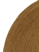 Armadillo Luna Rug in Dijon, corner close-up of the abrash-dyed wool over a cotton core pile and edge