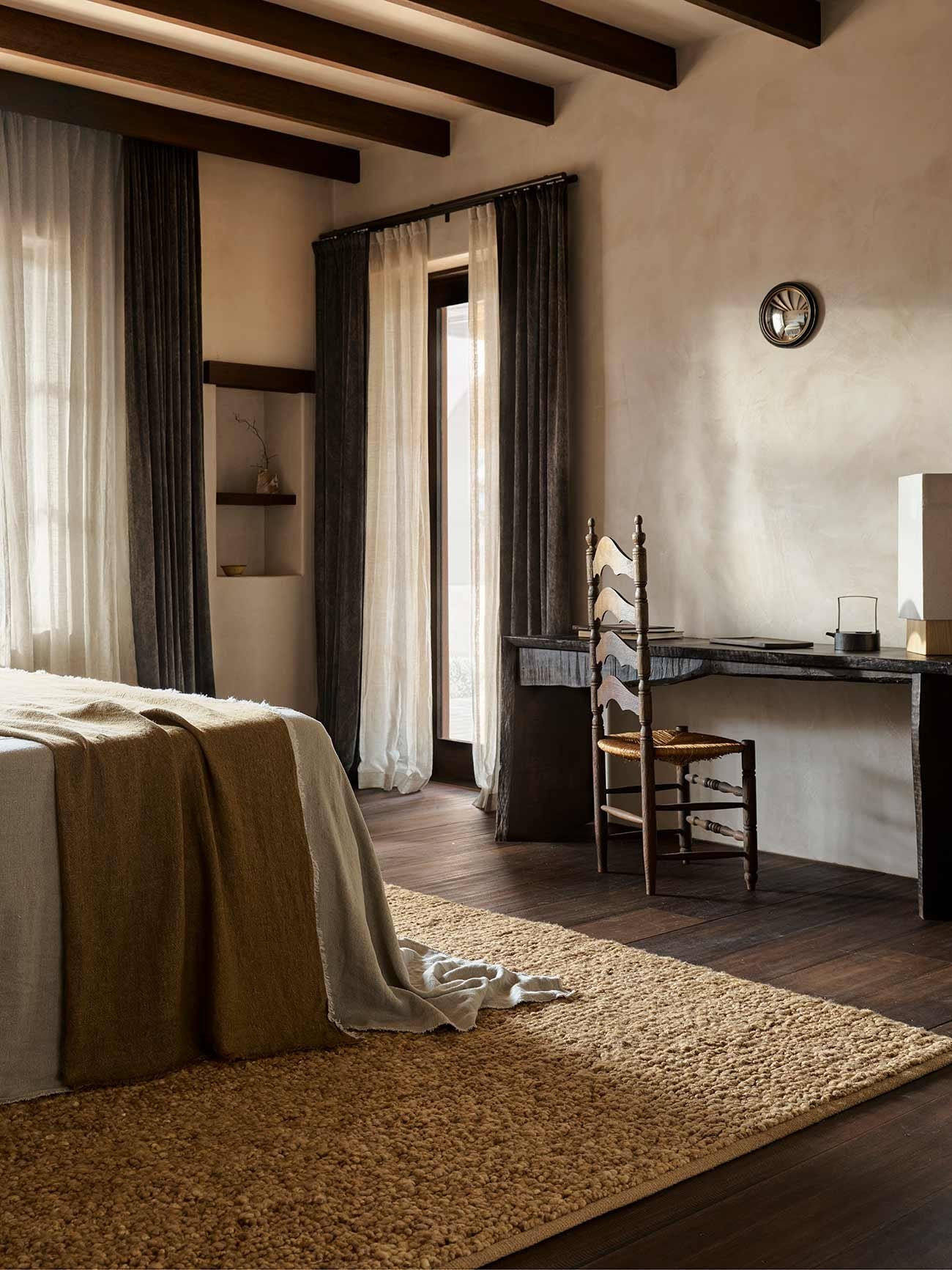 Mason Rug by Armadillo, handwoven new zealand wool rug, styled in a room at Calimia Home