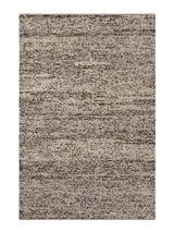 Armadillo Faroe Rug in Muscovado, overhead view of the hand-knotted undyed wool weave and edge finish