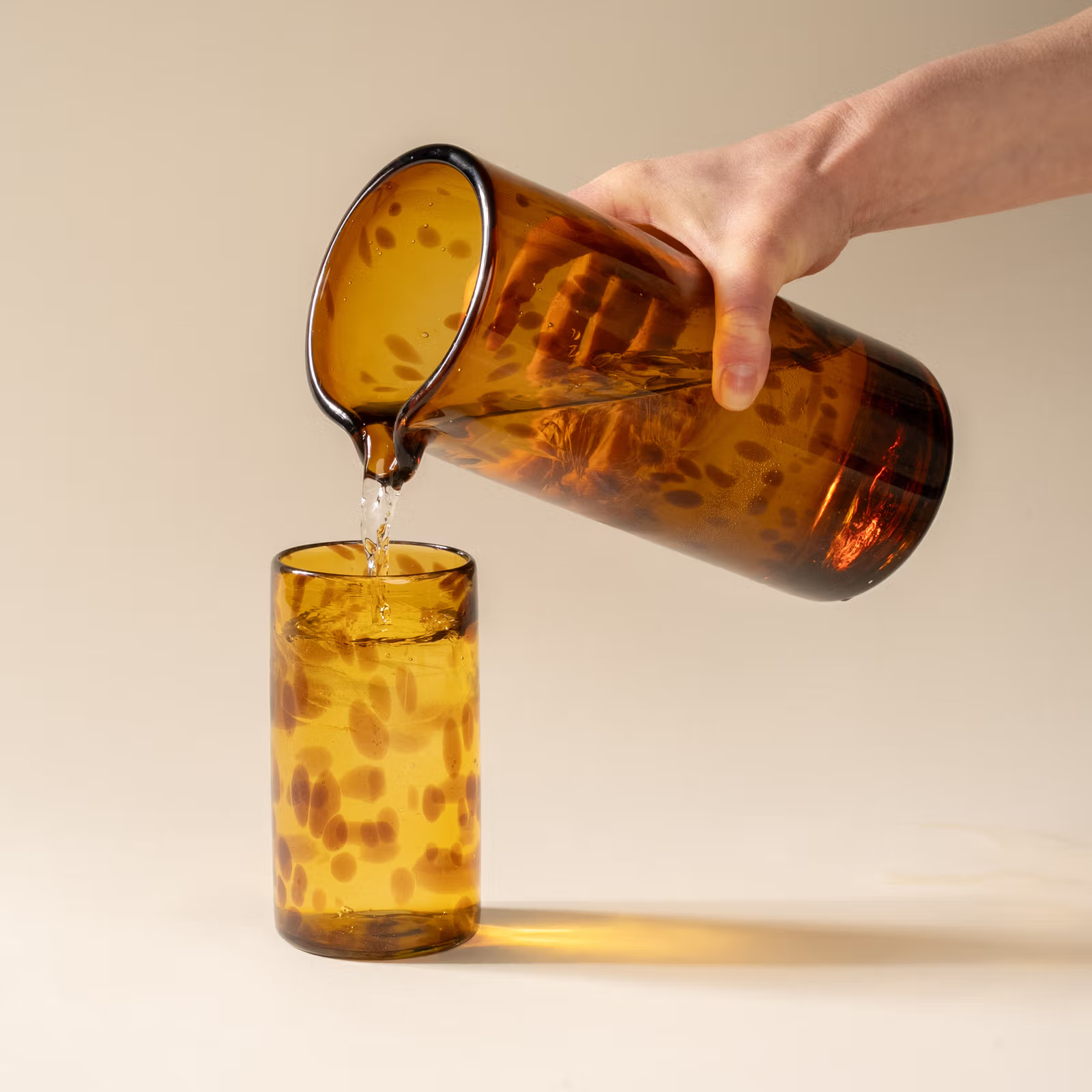 Recycled Handblown Glass Tumbler - Tortoise Tall