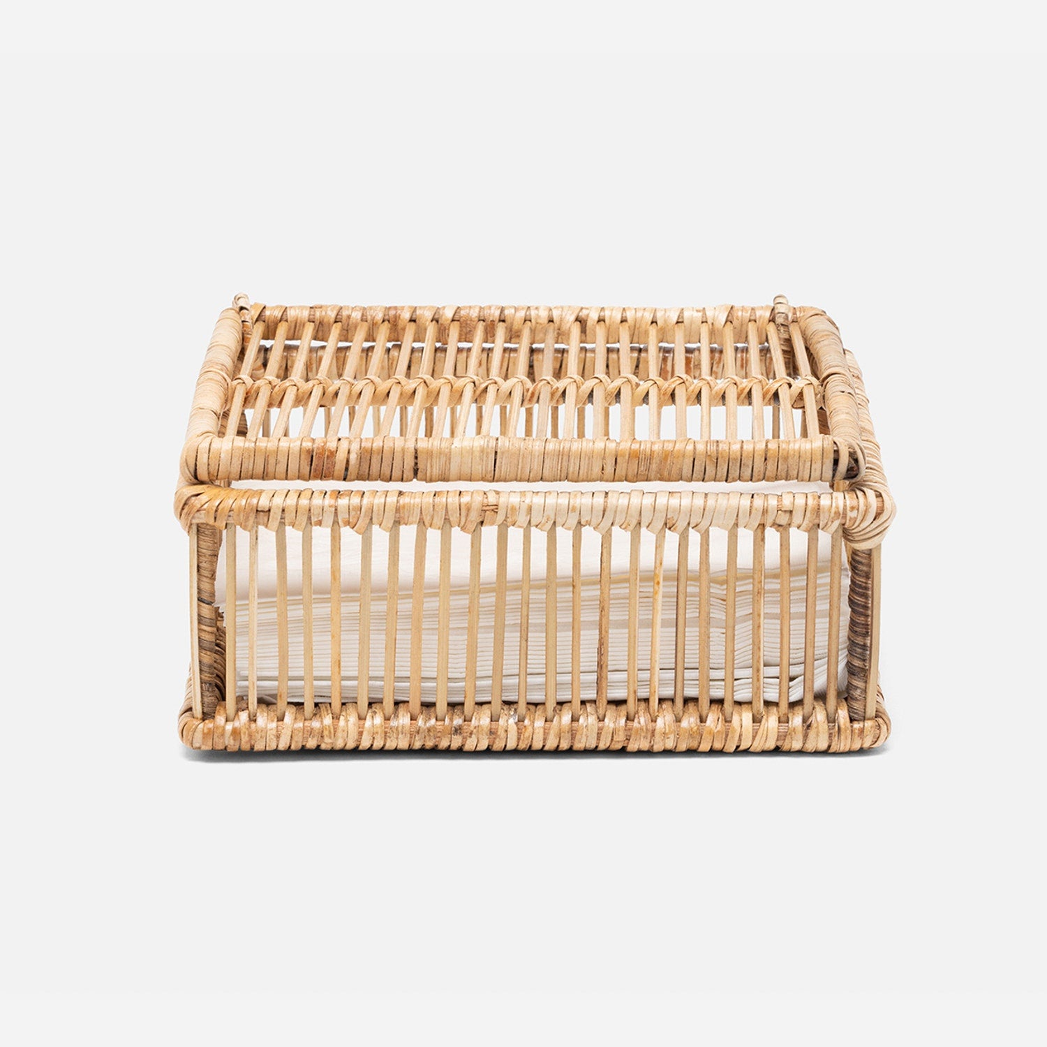 Handwoven rattan and bamboo luncheon napkin tray by Blue Pheasant, natural woven texture