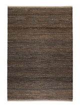 Armadillo Drift Rug in Natural & Black, overhead view of the handwoven jute and wool weave and edge finish