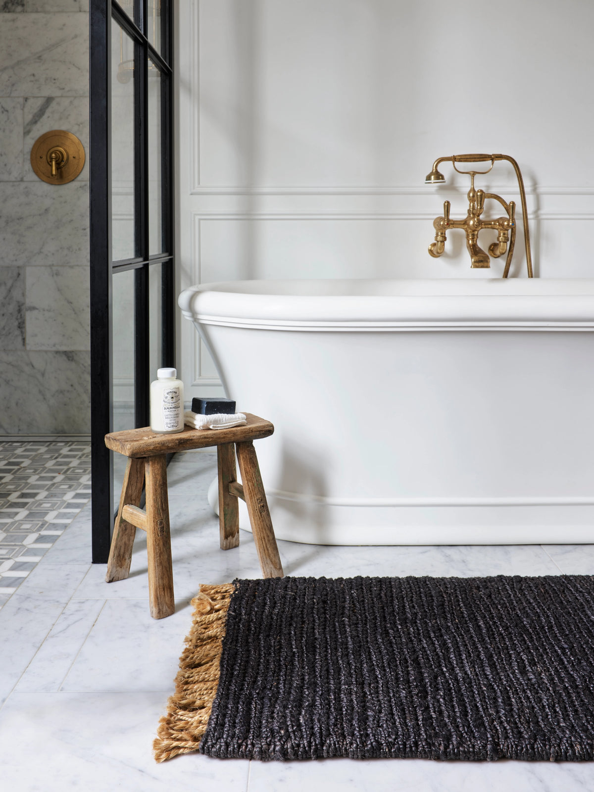 Sahara Nook Rug by Armadillo, double-woven jute rug, styled in a room at Calimia Home
