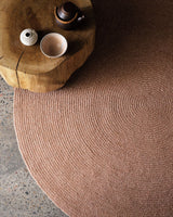 Armadillo Braid Rug in Blush, detail of the wool and viscose blend weave and texture