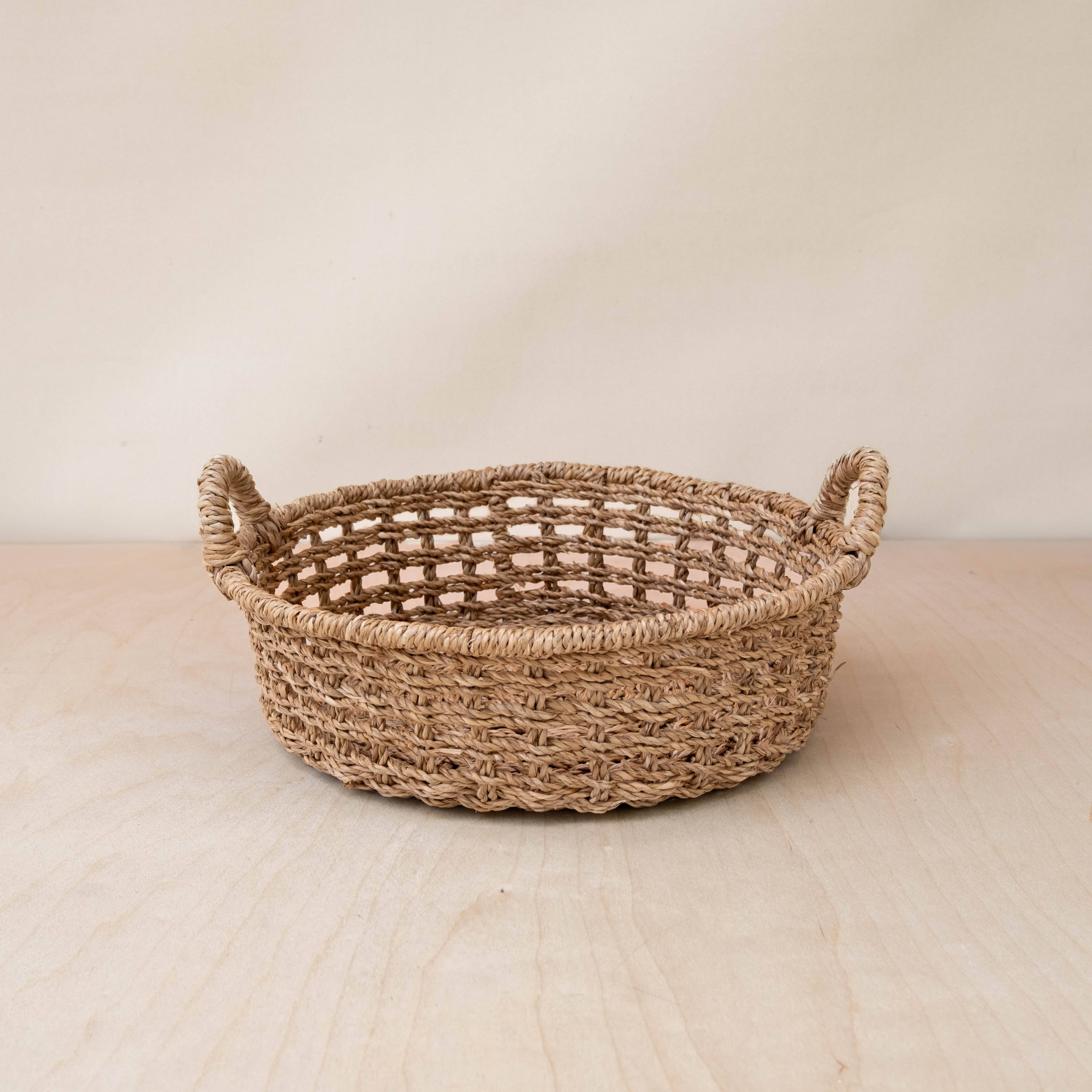 Round Open Weave Basket - Brown