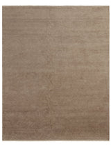 Armadillo Corsica Rug in Flannel, overhead view of the handwoven wool and linen weave and edge finish