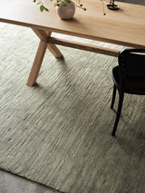 Armadillo Staccato Rug in Olivine, detail of the silk, linen, and cotton weave and texture